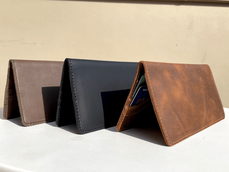 Sharsal Minimalist Leather Slim Wallet | Handmade & 100% Genuine Leather | Medium Size Leather Wallet | Best for Giving Gift to Friend, Family and